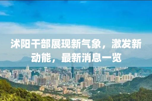 沭阳干部展现新气象，激发新动能，最新消息一览