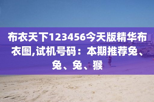 布衣天下123456今天版精华布衣图,试机号码：本期推荐兔、兔、兔、猴