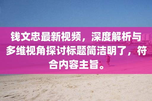 钱文忠最新视频，深度解析与多维视角探讨标题简洁明了，符合内容主旨。